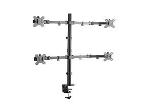 Steel Single Pole Four Screen Articulating Desktop Monitor Mount